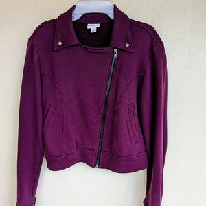 LULAROE Women's Cropped  Cotton Moto Bomber Jacket  Size M Cranberry NWOT